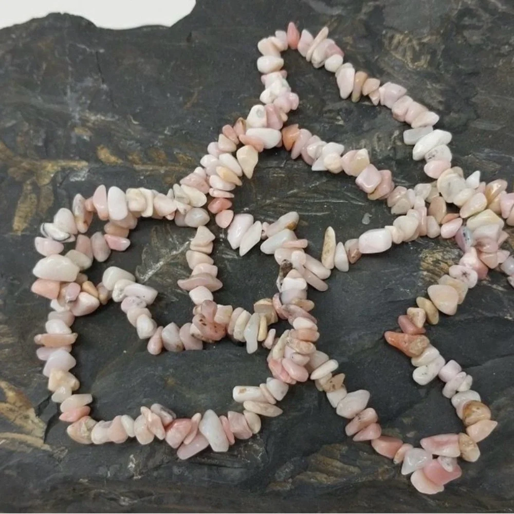 Natural Pink quartz Stone two Beaded Necklaces